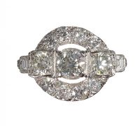 18CT WHITE GOLD AND DIAMOND CLUSTER RING IN THE STYLE OF ART DECO at Ross's Online Art Auctions