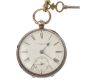 STERLING SILVER OPEN-FACED GENT'S POCKET WATCH ON A STERLING SILVER WATCH CHAIN at Ross's Online Art Auctions