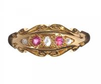 ANTIQUE 18CT GOLD RUBY AND DIAMOND RING at Ross's Online Art Auctions