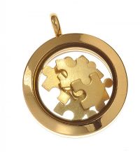GOLD-TONE METAL PUZZLE LOCKET BY DESIGNER C&T at Ross's Online Art Auctions