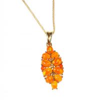 STERLING SILVER GOLD PLATED CHAIN WITH FIRE OPAL PENDANT at Ross's Online Art Auctions