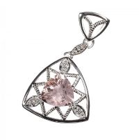 9CT WHITE GOLD MORGANITE AND DIAMOND PENDANT at Ross's Online Art Auctions