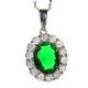 STERLING SILVER CLUSTER NECKLACE WITH A CENTRAL GREEN CRYSTAL at Ross's Online Art Auctions