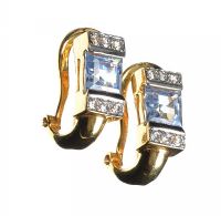 18CT GOLD BLUE TOPAZ AND CRYSTAL EARRINGS at Ross's Online Art Auctions