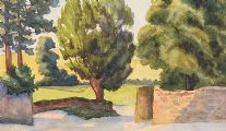 STONE WALL & TREES by John Luke RUA at Ross's Online Art Auctions