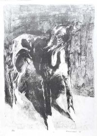 THE BLACK GREYHOUND by Basil Blackshaw HRHA HRUA at Ross's Online Art Auctions