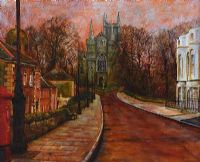 CHURCH AT THE END OF THE STEET by Lorna Hamilton at Ross's Online Art Auctions