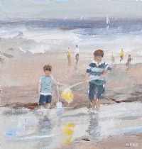 FISHING THE ROCK POOL by Tom Kerr at Ross's Online Art Auctions