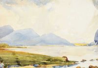 LOUGH & DISTANT MOUNTAINS by James Stanley Prosser RUA at Ross's Online Art Auctions