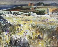 IRISH THATCHED COTTAGE IN A LANDSCAPE by Margaret K. Murphy at Ross's Online Art Auctions