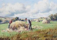 HAY MAKING IN THE GLENS by Charles McAuley at Ross's Online Art Auctions