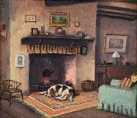BY THE FIRESIDE by William Henry Burns at Ross's Online Art Auctions
