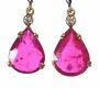 GOLD TONE DROP EARRINGS SET WITH GLASS-FILLED RUBY AND DIAMOND at Ross's Online Art Auctions