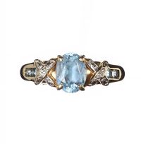 9CT GOLD BLUE TOPAZ AND DIAMOND RING at Ross's Online Art Auctions