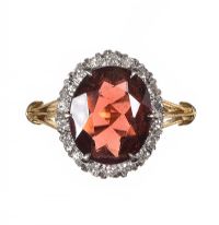 18CT GOLD GARNET AND DIAMOND RING at Ross's Online Art Auctions