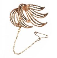9CT GOLD PIERCED WAVE-LIKE BROOCH at Ross's Online Art Auctions
