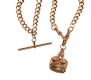 9CT GOLD ALBERT CHAIN WITH A GOLD-TONE METAL FOB SET WITH A SMOKY QUARTZ at Ross's Online Art Auctions