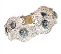 SIAM SILVER BRACELET WITH COLOURED PANELS at Ross's Online Art Auctions