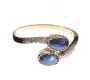 9CT GOLD SAPPHIRE AND DIAMOND CROSSOVER RING at Ross's Online Art Auctions