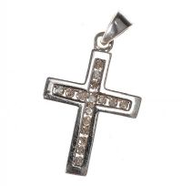 9CT WHITE GOLD AND DIAMOND CROSS PENDANT at Ross's Online Art Auctions