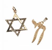9CT GOLD 'LIFE SIGN' AND 'STAR OF DAVID' at Ross's Online Art Auctions