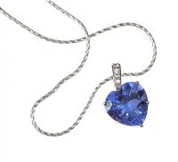 STERLING SILVER BLUE STONE PENDANT AND CHAIN at Ross's Online Art Auctions