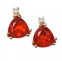 9CT GOLD FIRE OPAL AND DIAMOND EARRINGS at Ross's Online Art Auctions