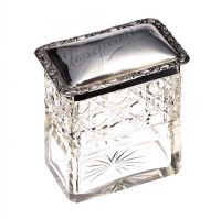 STERLING SILVER-TOPPED GLASS 'CIGARETTES' JAR at Ross's Online Art Auctions