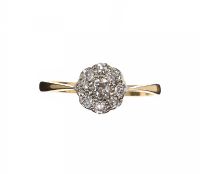 ANTIQUE 18CT GOLD AND DIAMOND FLORAL CLUSTER RING at Ross's Online Art Auctions