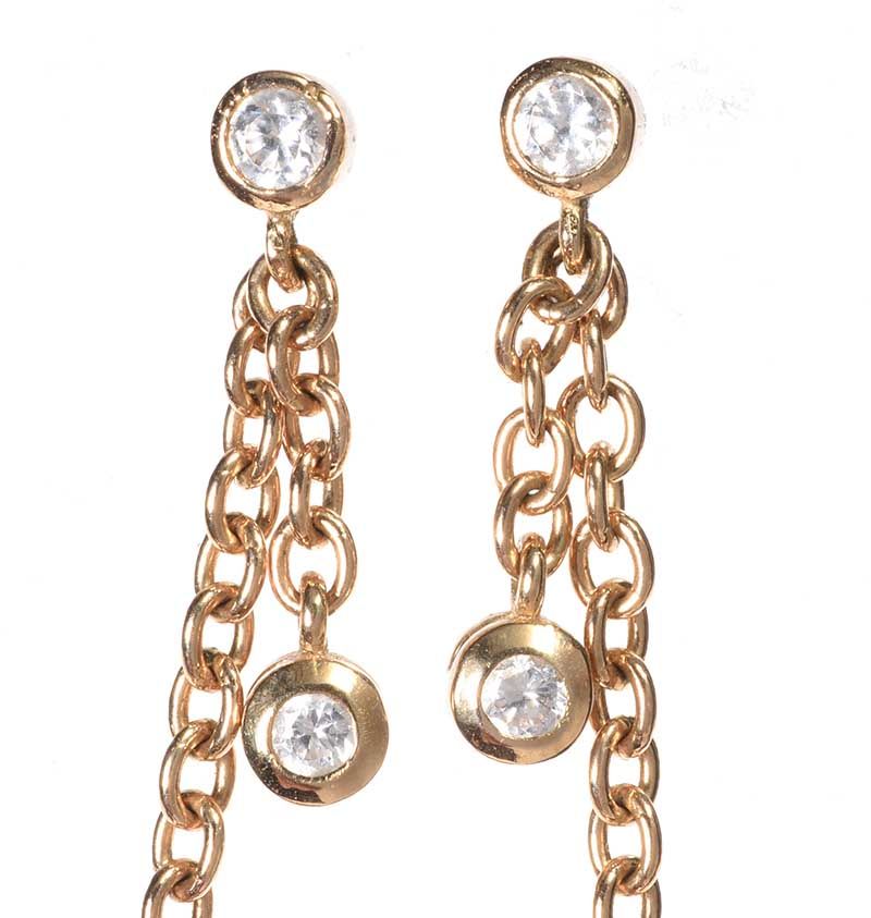 9CT GOLD DROP EARRINGS SET WITH CUBIC ZIRCONIA