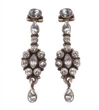PAIR OF STERLING SILVER AND CRYSTAL DROP EARRINGS at Ross's Online Art Auctions