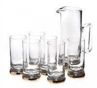 SILVER MOUNTED WATER JUG & SIX WATER GLASSES at Ross's Online Art Auctions