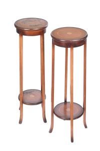 PAIR OF INLAID MAHOGANY PLANTSTANDS at Ross's Online Art Auctions