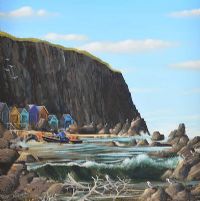 FISHERMEN NEAR BALLINTOY by George Callaghan at Ross's Online Art Auctions