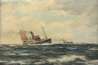 FISHING TRAWLERS IN ROUGH SEAS by Henry Scott FRSA at Ross's Online Art Auctions