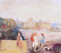 CHILDREN ON THE FRONT, 1942 by Tom Carr HRHA HRUA at Ross's Online Art Auctions