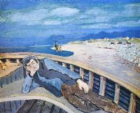 MAN RESTING IN BOAT, ARAN ISLAND by Gerard Dillon at Ross's Online Art Auctions
