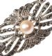 SILVER PIERCED BROOCH SET WITH MARCASITE AND A CULTURED PEARL at Ross's Online Art Auctions
