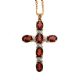 9CT GOLD GARNET AND DIAMOND CROSS AND CHAIN at Ross's Online Art Auctions