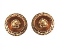 VICTORIAN GOLD-TONE METAL SHIELD EARRINGS at Ross's Online Art Auctions