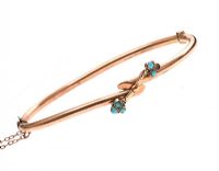 9CT ROSE GOLD AND TURQUOISE BANGLE at Ross's Online Art Auctions