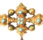 VICTORIAN 18CT GOLD TURQUOISE-SET BROOCH WITH TASSEL at Ross's Online Art Auctions