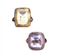 14CT GOLD AMETHYST-SET RING AND A 9CT GOLD CITRINE-SET RING at Ross's Online Art Auctions