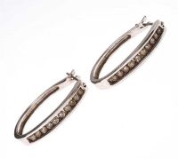 9CT WHITE GOLD AND DIAMOND HOOP EARRINGS at Ross's Online Art Auctions
