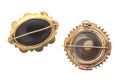 TWO VICTORIAN GOLD SHIELD BROOCHES, BOTH WITH KEEPSAKE COMPARTMENTS at Ross's Online Art Auctions