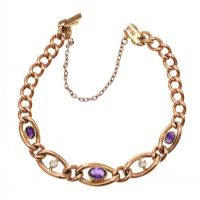 15CT GOLD AMETHYST AND DIAMOND BRACELET at Ross's Online Art Auctions