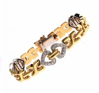 18CT GOLD AND DIAMOND FANCY-LINK BRACELET at Ross's Online Art Auctions