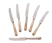 SET OF SIX SILVER-PLATED CHEESE KNIVES at Ross's Online Art Auctions