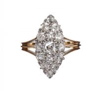 ANTIQUE 18CT GOLD AND DIAMOND NAVETTE RING at Ross's Online Art Auctions