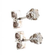 PAIR OF 18CT WHITE GOLD AND DIAMOND STUD EARRINGS at Ross's Online Art Auctions